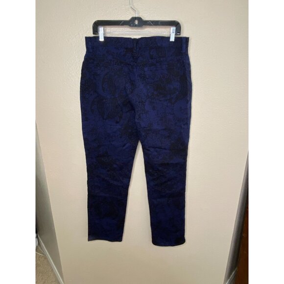 Gloria Vanderbilt Amanda Classic Tapered Jeans 14 Navy Paisley Stretch Denim NEW - Picture 3 of 9